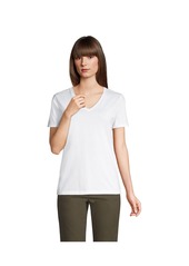 Lands' End Women's Relaxed Supima Cotton Short Sleeve V-Neck T-Shirt - White