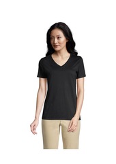 Lands' End Women's Relaxed Supima Cotton Short Sleeve V-Neck T-Shirt - Black