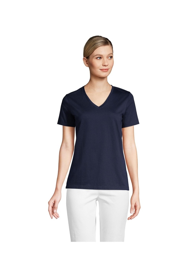 Lands' End Women's Relaxed Supima Cotton V-Neck T-Shirt - Radiant navy