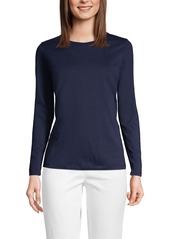 Lands' End Women's Relaxed Supima Cotton Long Sleeve Crew Neck T-Shirt - Royal cobalt