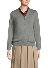 Lands' End Women's School Uniform Cotton Modal Button Front Cardigan Sweater - Black