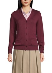 Lands' End Women's School Uniform Cotton Modal Button Front Cardigan Sweater - Black