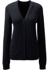 Lands' End Women's School Uniform Cotton Modal Button Front Cardigan Sweater - Black