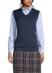 Lands' End Women's School Uniform Cotton Modal Fine Gauge Sweater Vest - Classic navy