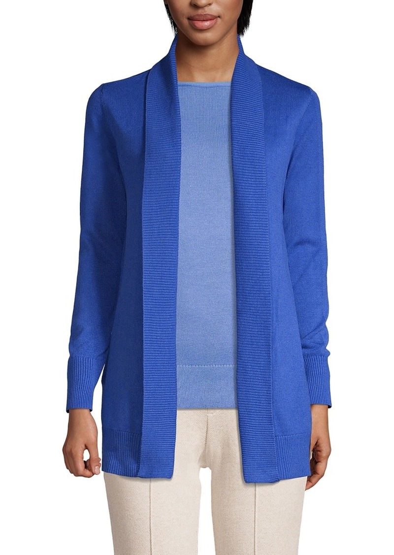 Lands' End Women's Cotton Modal Shawl Collar Cardigan Sweater - Dark cobalt blue