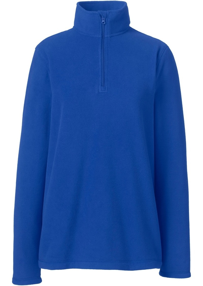 Lands' End Women's School Uniform Lightweight Fleece Quarter Zip Pullover - Cobalt