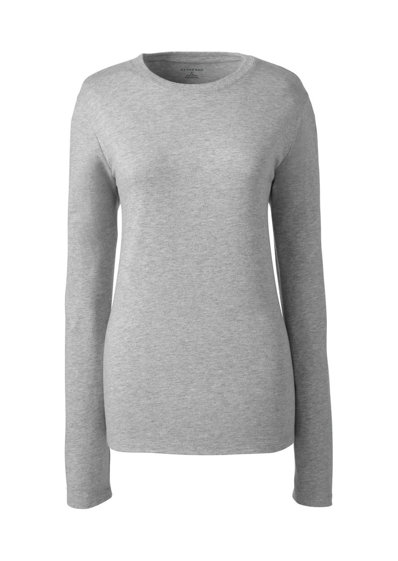 Lands' End Women's School Uniform Long Sleeve Essential T-shirt - Gray heather