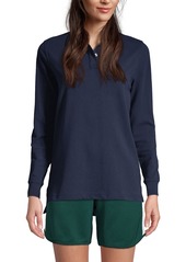 Lands' End Women's Long Sleeve Mesh Polo Shirt - Black