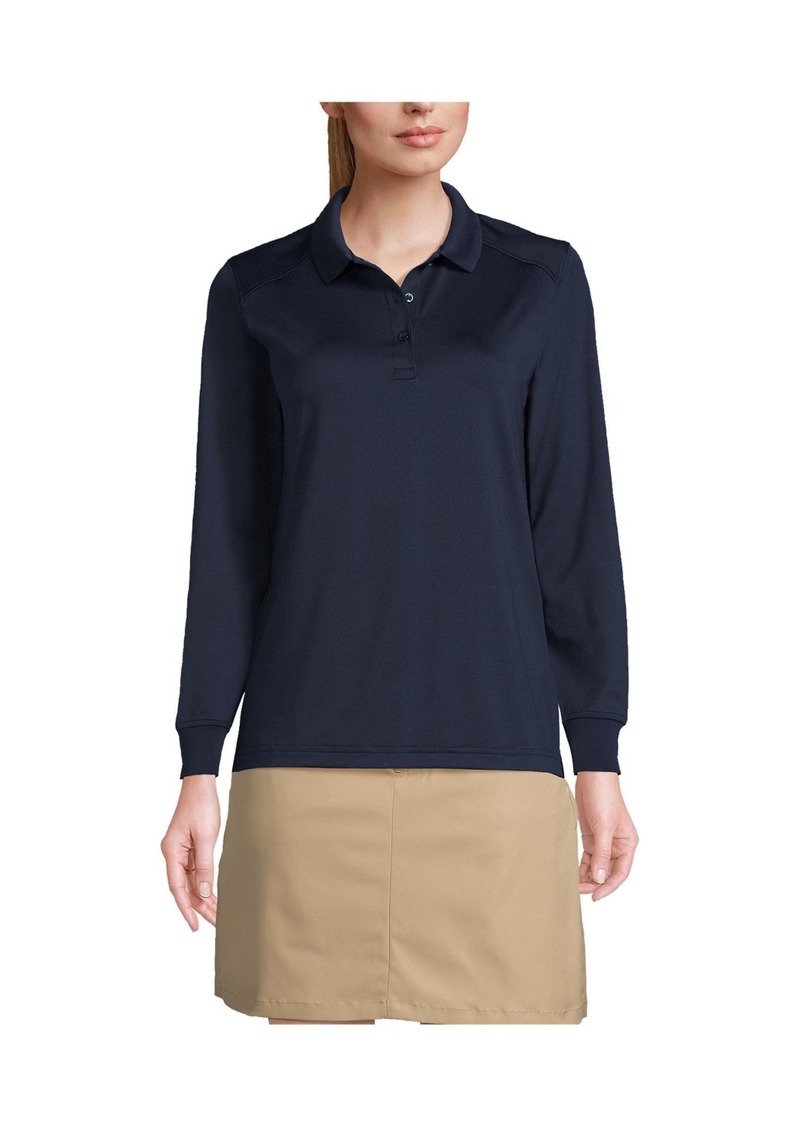 Lands' End Women's Long Sleeve Rapid Dry Polo Shirt - Classic navy