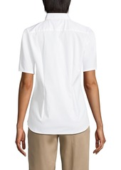 Lands' End Women's School Uniform No Gape Short Sleeve Stretch Shirt - Pearl white