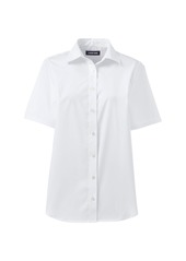 Lands' End Women's School Uniform No Gape Short Sleeve Stretch Shirt - Pearl white