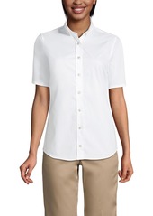 Lands' End Women's School Uniform No Gape Short Sleeve Stretch Shirt - Pearl white