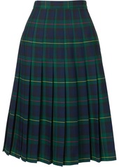 Lands' End Women's School Uniform Plaid Pleated Skirt Below the Knee - Classic navy large plaid