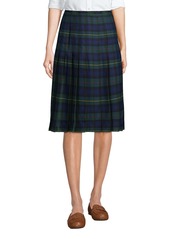 Lands' End Women's School Uniform Plaid Pleated Skirt Below the Knee - Classic navy large plaid