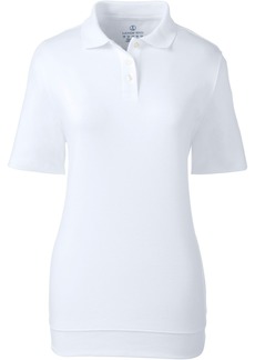 Lands' End Women's School Uniform Short Sleeve Banded Bottom Polo Shirt - White