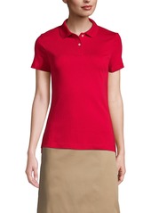 Lands' End Women's School Uniform Short Sleeve Feminine Fit Interlock Polo Shirt - Cobalt