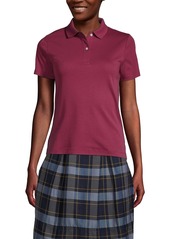 Lands' End Women's School Uniform Short Sleeve Feminine Fit Interlock Polo Shirt - Cobalt