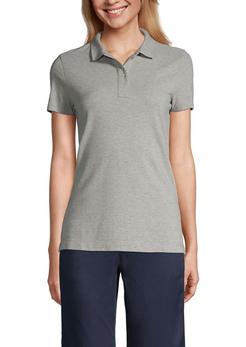 Lands' End Women's School Uniform Short Sleeve Feminine Fit Mesh Polo Shirt - Gray heather