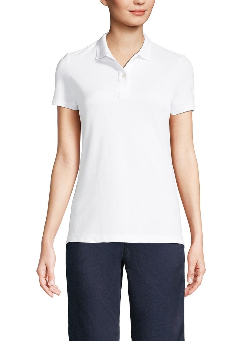 Lands' End Women's School Uniform Short Sleeve Feminine Fit Mesh Polo Shirt - White