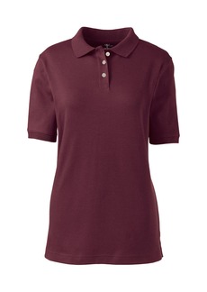 Lands' End Women's School Uniform Short Sleeve Interlock Polo Shirt - Burgundy
