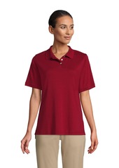 Lands' End Women's School Uniform Short Sleeve Interlock Polo Shirt - Garnet