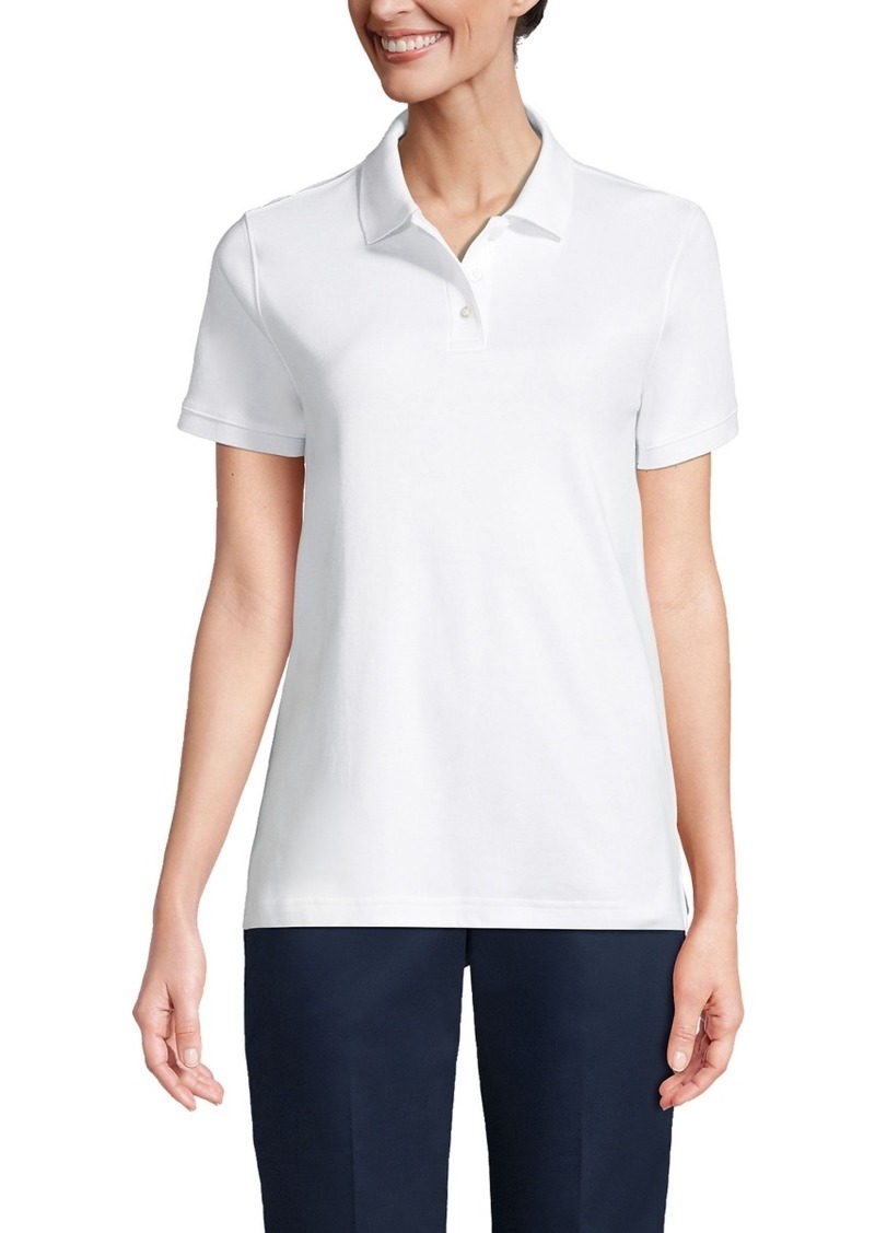 Lands' End Women's School Uniform Short Sleeve Interlock Polo Shirt - White