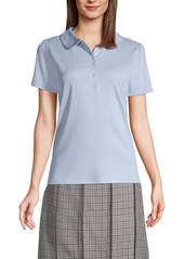 Lands' End Women's School Uniform Short Sleeve Peter Pan Collar Polo Shirt - Blue