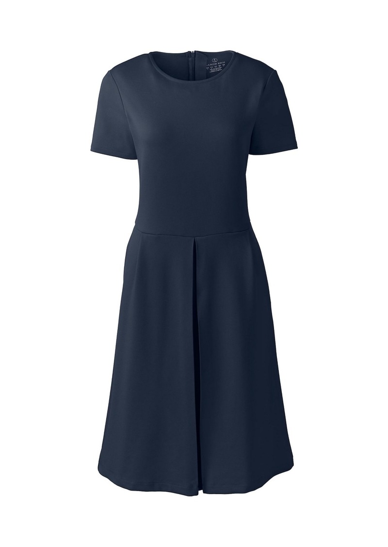 Lands' End Women's School Uniform Short Sleeve Ponte Dress Top of Knee - Classic navy