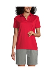 Lands' End Women's Short Sleeve Rapid Dry Sport Neck Polo Shirt - Rich red