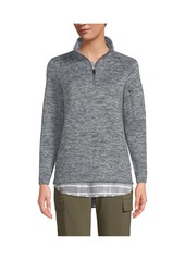 Lands' End Women's School Uniform Sweater Fleece Quarter Zip Pullover - Arctic gray heather