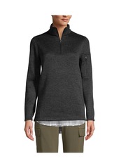 Lands' End Women's School Uniform Sweater Fleece Quarter Zip Pullover - True navy heather