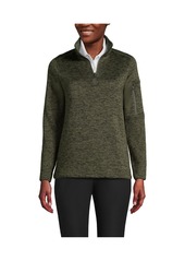 Lands' End Women's School Uniform Sweater Fleece Quarter Zip Pullover - Arctic gray heather