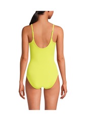 Lands' End Women's Scoop Neck High Leg Tugless Tank Thin Strap One Piece Swimsuit - Sunlight lime