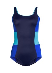 Lands' End Women's Scoop Neck Soft Cup Tugless Sporty One Piece Swimsuit - Deep sea navy