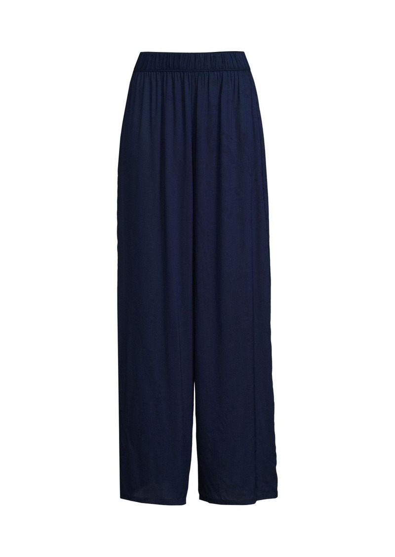 Lands' End Women's Sheer Oversized Swim Cover-up Pants - Deep sea navy