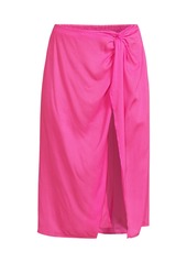 Lands' End Women's Twist Front Knee Length Swim Cover-up Skirt - Prism pink