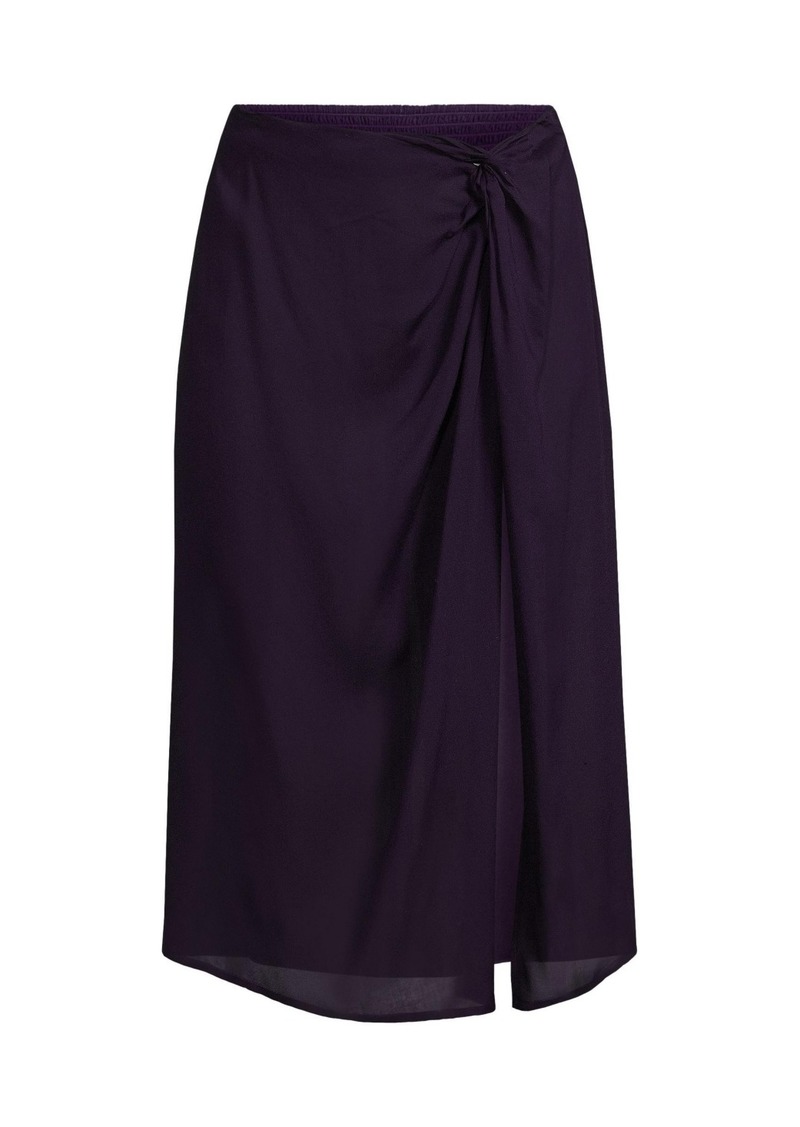 Lands' End Women's Twist Front Knee Length Swim Cover-up Skirt - Blackberry