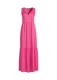 Lands' End Women's Sheer Sleeveless Tiered Maxi Swim Cover-up Dress - Prism pink