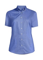 Lands' End Women's Short Sleeve Oxford Dress Shirt - French blue