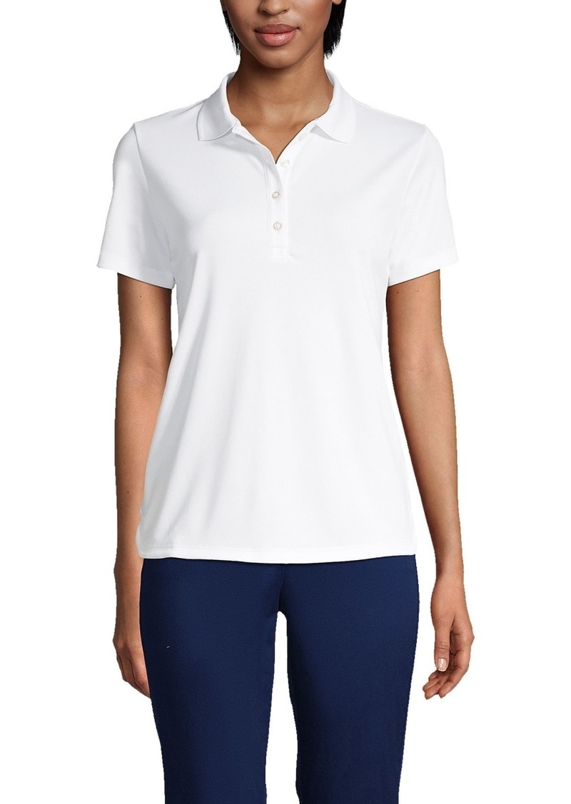 Lands' End Women's Short Sleeve Solid Active Polo - White