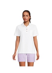 Lands' End Women's Short Sleeve Super T Polo Shirt - White