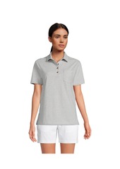 Lands' End Women's Short Sleeve Super T Polo Shirt - Gray heather