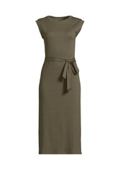 Lands' End Women's Sleeveless Rib Dress - Warm tawny brown