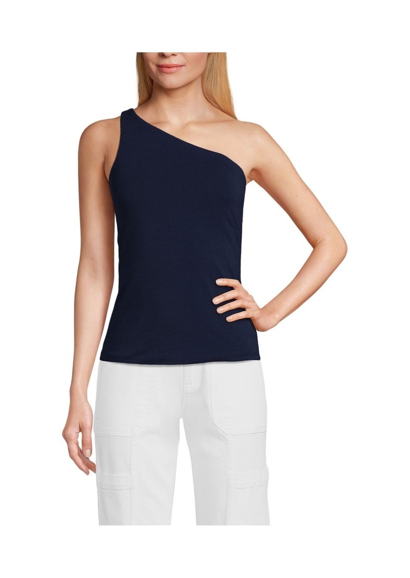 Lands' End Women's Slender One Shoulder Top - Deep sea navy