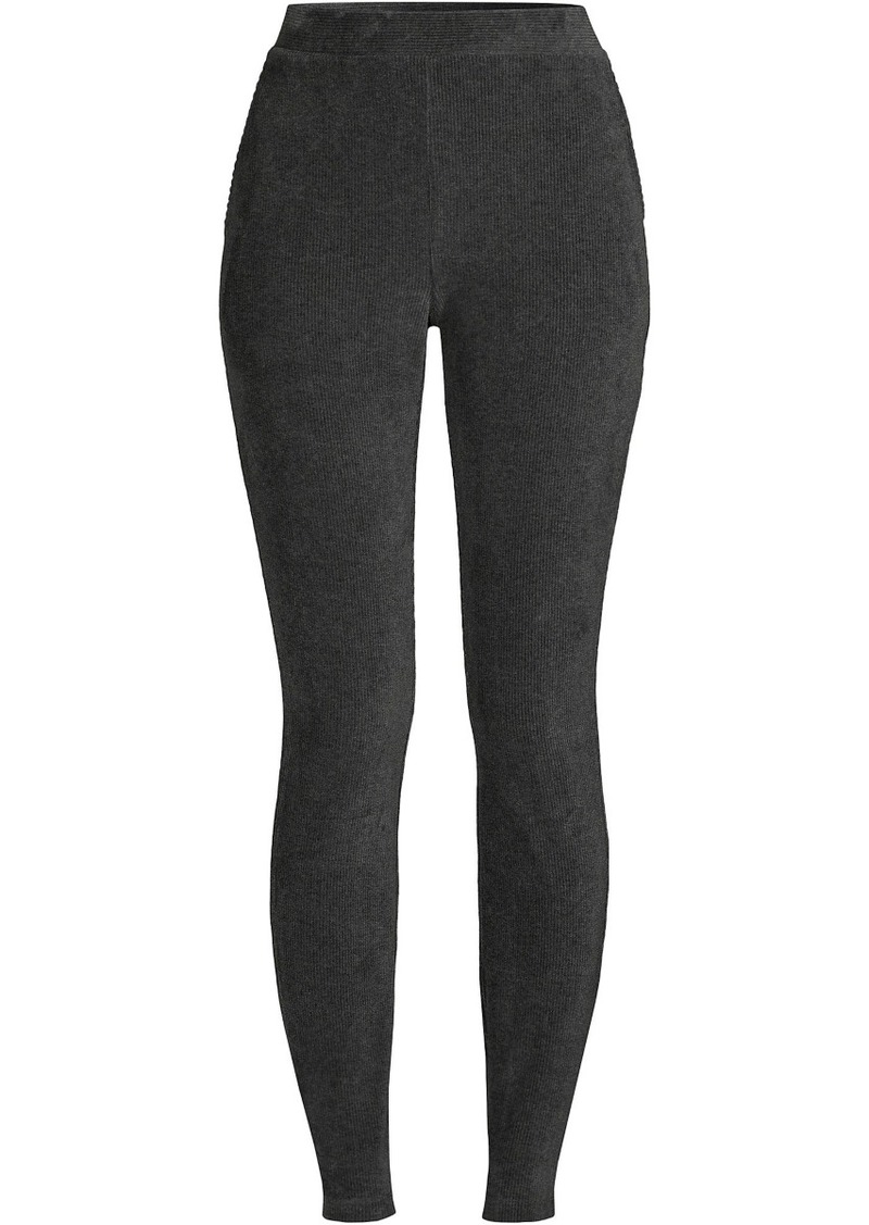 Lands' End Women's Sport Knit High Rise Corduroy Leggings - Charcoal heather