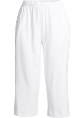 Lands' End Women's Sport Knit High Rise Elastic Waist Capri Pants - White