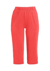 Lands' End Women's Sport Knit High Rise Elastic Waist Capri Pants - Sahara desert