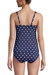 Lands' End Women's Square Neck Underwire Tankini Swimsuit Top - Deep sea polka dot