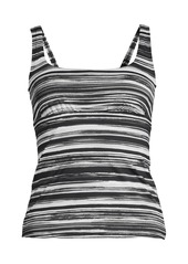 Lands' End Women's Square Neck Underwire Tankini Swimsuit Top Adjustable Straps - Black