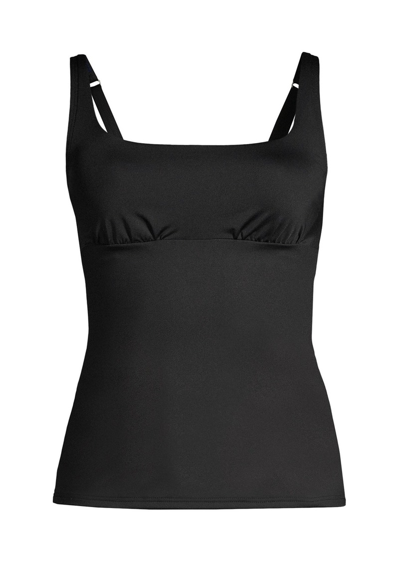 Lands' End Women's Square Neck Underwire Tankini Swimsuit Top Adjustable Straps - Black